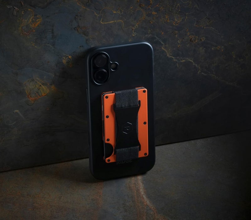 The Ridge Ridge Wallets for Men Compatible with Magsafe - Slim Minimalist Compact Wallet and Card Holder, RFID Protected Front Pocket Wallets for Men with Integrated Cash Strap (Basecamp Orange) - Image 4